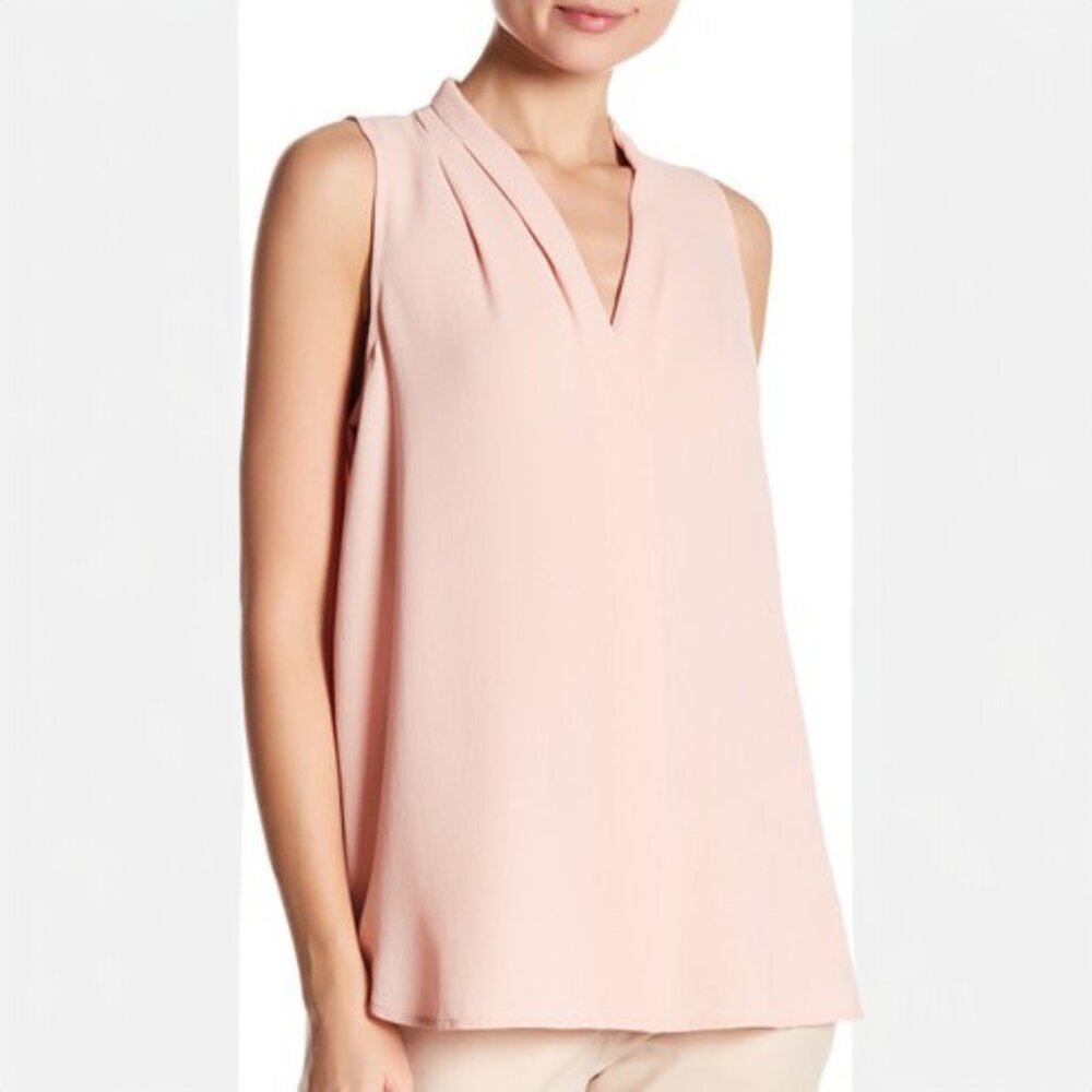 Vince Camuto | Blush Pink Draped V-Neck Blouse